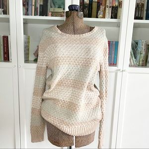 J. Crew Mint Tan Knit Lambs Wool Tunic Sweater L